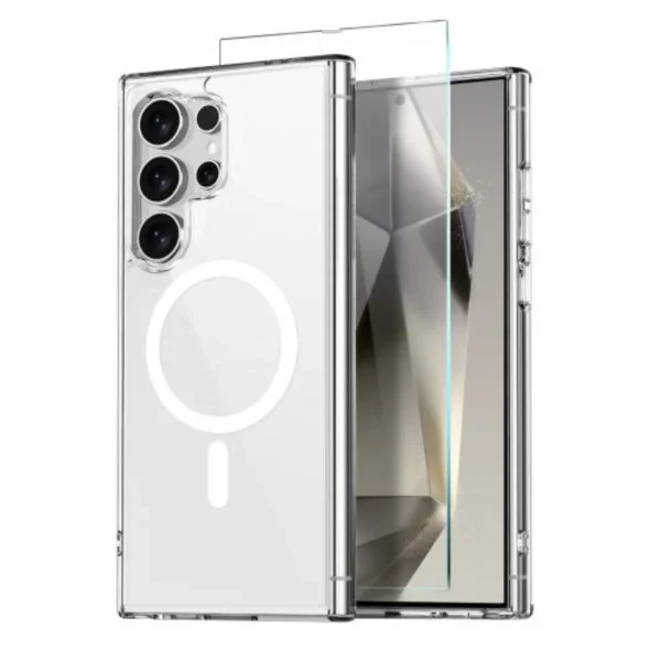 Samsung Galaxy S24 Ultra Magsafe Kılıf + Cam Ekran Koruyucu Seti
